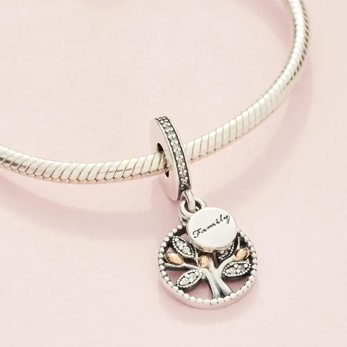 Vista 5 de Pandora Jewelry - Colgante brillante para árbol genealógico, momentos compatibles, oro de 14 quilates y plata de ley con circonita cúbica, viene