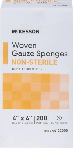 Vista 9 de McKesson Esponjas tejidas de gasa, no estériles, (4 x 4 pulgadas (200 unidades) 12-Ply 100% Cotton Breathable Woven Gauze Sponges for Wound Care &
