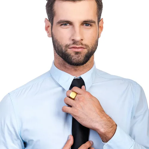 Vista 8 de Anillo de motero enhong, sello, anillo de acero pulido sólido, para hombre, ideal como regalo, tamaño de 17-38cm, color oro, negro o plata