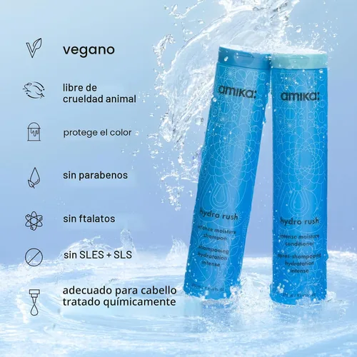 Vista 9 de amika acondicionador hydro rush de humedad intensa con ácido hialurónico