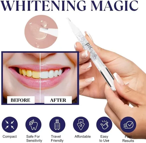 Vista 3 de PLQUE - Bolígrafo blanqueador de dientes, fórmula profesional de sabor a menta con 35% de peróxido de carbamida para dientes sensibles, fácil