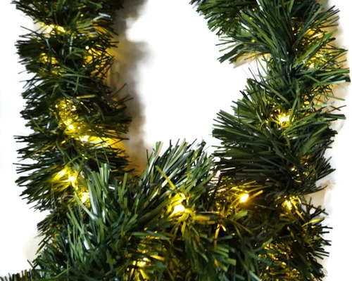 Vista 2 de Dark Green Pine Christmas Garland with LED Lights