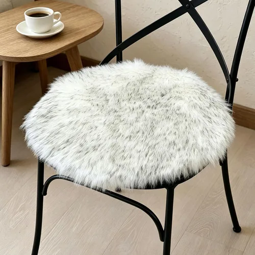 Vista 9 de OKAYDA Funda cuadrada de piel de oveja sintética de 18 x 18 pulgadas, cojín de cojín de piel súper esponjosa para silla de tocador, asiento