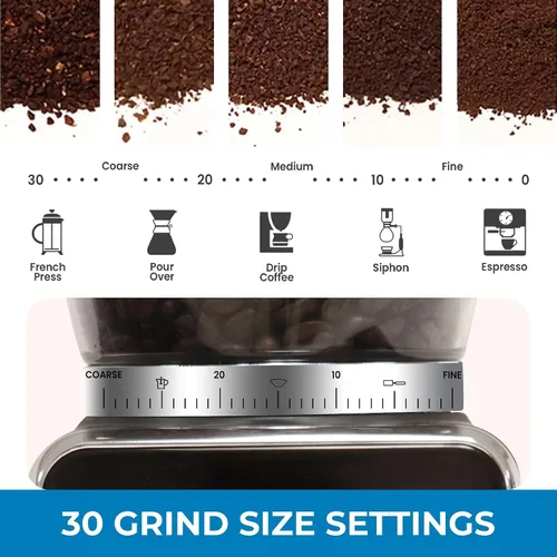 Vista 3 de Kenmore - Molinillo de café cónico para café expreso, prensa francesa, goteo, tamaño de moler ajustable, molino de frijoles, control digital