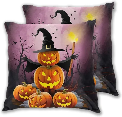 Vista 28 de Juego de 2 fundas de almohada cuadradas de Acción de Gracias, hojas de arce otoñales, fundas protectoras para sofá con cremallera oculta, 16 x 16