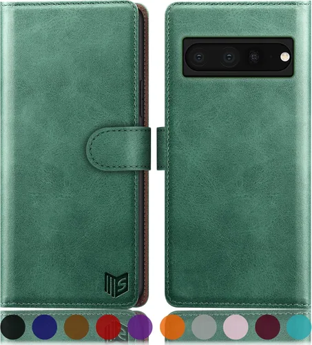 Vista 14 de SUANPOT Funda tipo cartera para Google Pixel 7 Pro 5G con bloqueo RFID, tarjetero de crédito, funda protectora de piel sintética con tapa para Negro