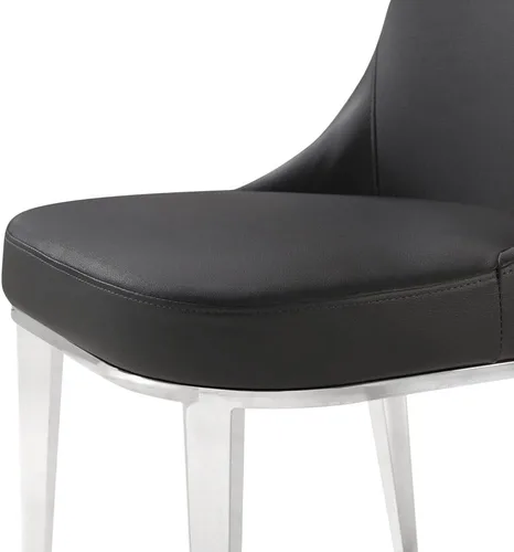 Vista 9 de ZURI Modern Norma Silla de comedor - Negro con base de acero inoxidable pulido