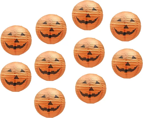 Vista 9 de Mudra Crafts Faroles de papel colgantes de araña, murciélago y calabaza, faroles de papel para interiores y exteriores, decoraciones de Halloween