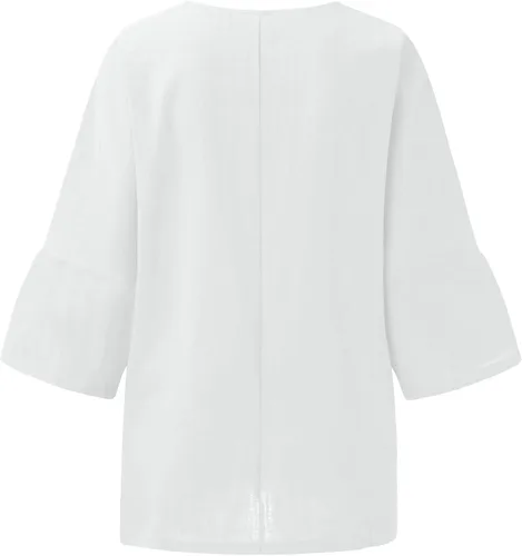 Vista 5 de Oversized Cotton Linen Shirts for Women 2023 Summer Casual Half Sleeve Crewneck Tunic Tops Loose Comfy Side Slit Basic Blouse