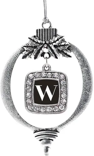 Vista 113 de Inspired Silver - Adorno con dije de reina de rodillo - Adornos navideños cuadrados de plata con joyas de circonita cúbica