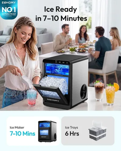 Vista 10 de EUHOMY Nugget - Encimera para hacer hielo, 40 libras/24 horas, lista en 7