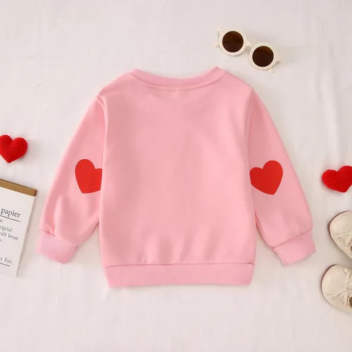 Vista 7 de MODNTOGA Mommy and Me - Sudadera de cuello redondo con cuello redondo y estampado de corazón, manga larga, sudadera familiar a juego Niño-rosa