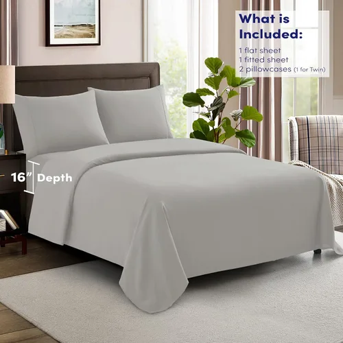 Vista 2 de Sábanas de tamaño Queen 100% algodón, hechas en Egipto, suaves de 600 hilos para colchón de cama tamaño Queen, juego de sábanas y fundas de almohada