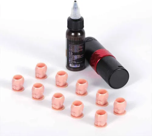 Vista 4 de 200 PIEZAS 8 Colores Tazas Desechables de Tinta de Tatuaje de Plástico con Base - Tapas de Tinta de Tatuaje para Tatuar Disposable Plastic Tattoo