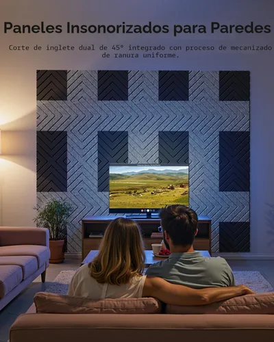 Vista 2 de Paneles de espuma con aislamiento de sonido para paredes, paquete de 12 paneles autoadhesivos acústicos, paneles de pared insonorizados de 12 x 12 x
