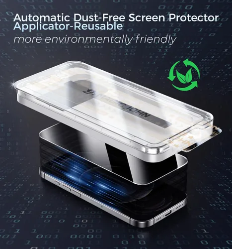 Vista 7 de MAGIC JOHN Protector de pantalla mejorado de 3ª generación para iPhone 12 ProMax de 6.7 pulgadas, HD transparente, película templada inastillable