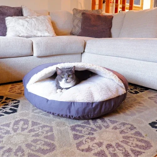 Vista 17 de Snoozer Cama de lujo de microsuede acogedora estilo cueva para mascotas, pequeña, antracita For small sized pets, Removable washable cover