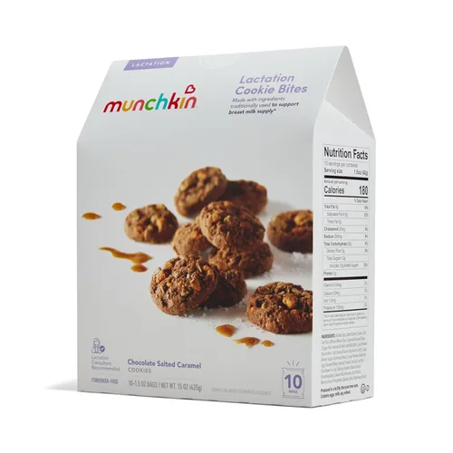Vista 6 de Munchkin Milkmakers - Bocaditos de galletas para lactancia, caramelo salado de chocolate, 10