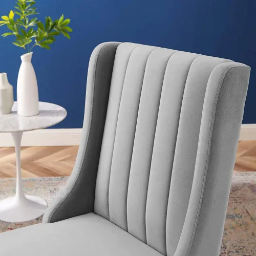 Vista 8 de Modway Renew Parsons Performance - Sillas auxiliares de terciopelo para comedor, juego de 2 unidades, color gris claro