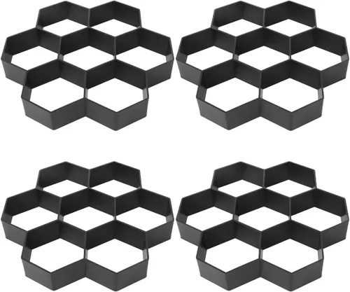 Vista 10 de Vaguelly Herramientas de hormigón, 2 piezas, moldes de formas de hormigón, pavimentadora de hexágonos, reutilizable, bricolaje, pasarela, pavimento
