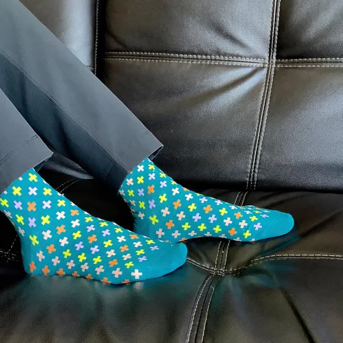 Vista 3 de Sock Panda Turquesa con Colorido Plus Patrón Calcetines de la (Adulto L), Azul, Amarillo, Naranja, Rojo
