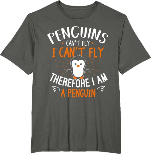 Vista 7 de Penguins Can't Fly Shirt - Camiseta de regalo para amantes de los pingüinos, Azul Azul Marino