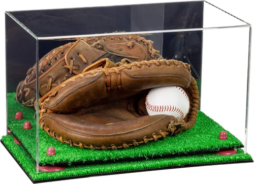 Vista 131 de Better Display Cases Vitrina de guantes de béisbol de acrílico transparente con elevadores negros (A011/V16)