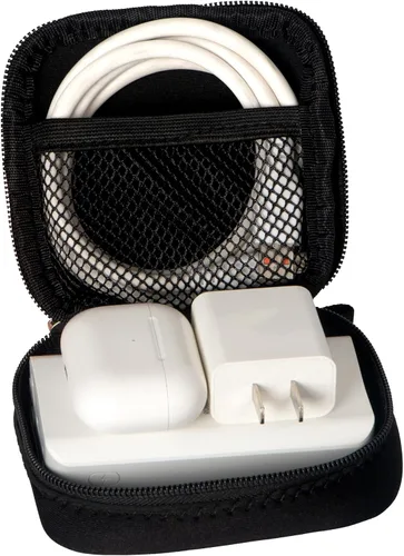 Vista 4 de Mini bolsa para organización, organizador electrónico pequeño y suave, bolsa de transporte de almacenamiento de viaje compatible con adaptador