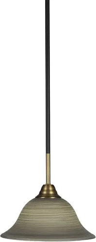 Vista 253 de Toltec Lighting Paramount - Mini colgante de 1 luz en acabado negro mate con cristal de arte perla de 7 pulgadas y estilo negro