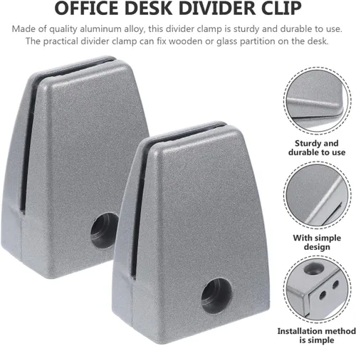Vista 8 de STOBOK Soportes de clip de abrazadera de divisor de escritorio, paquete de 4 accesorios de partición de aleación de aluminio