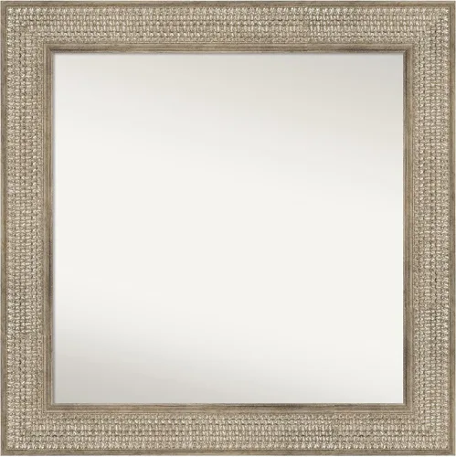 Vista 235 de Amanti Art Espejo de baño plateado para sobre fregadero, 26 x 26 pulgadas, espejo cuadrado de níquel pulido, marco de madera tradicional mediano, se