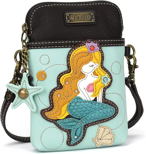 Vista 2 de Chala - Bolsa de piel sintética multicolor con correa ajustable para teléfono celular