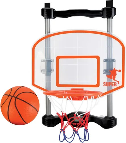 Vista 7 de Combo de baloncesto y boxeo para colocar sobre la puerta, juego 2 en 1 con aro ajustable y bolsa de velocidad, marcador y efectos de sonido