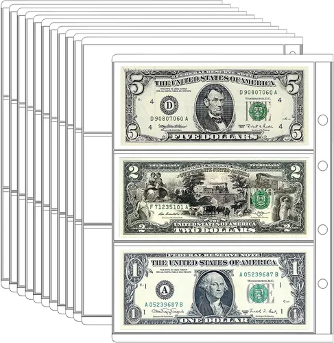 Vista 9 de Páginas de colección de monedas de 10 hojas, página de bolsillo para monedas con 120 bolsillos, fundas para carpetas de monedas con 9 agujeros