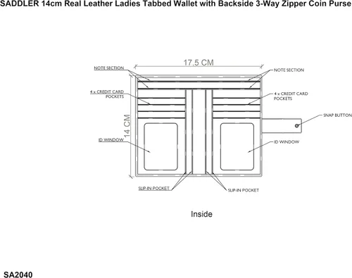 Vista 6 de SADDLER Billetera de cuero de lujo para mujer, cartera RFID con cremallera, tarjetero de crédito de alta capacidad con monedero grande