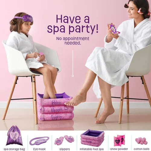 Vista 4 de Pretty Me Kit de día de spa para niñas, juego de regalo de manicura y pedicura para niños de 5 a 10 años, regalos para niñas, kits de pies y uñas
