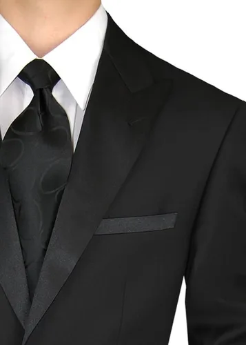Vista 3 de GN GIORGIO NAPOLI Traje de esmoquin para hombre 1 botón pico solapa chaqueta ajustable