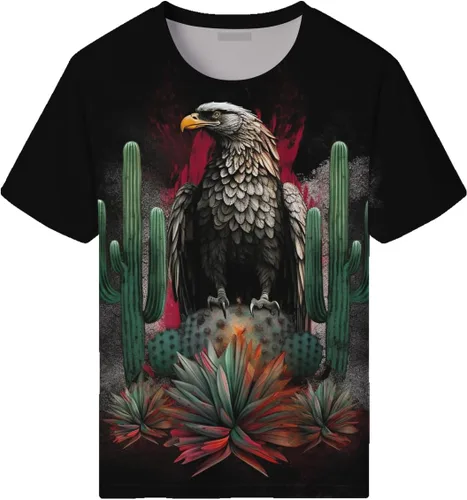 Vista 2 de Camiseta de manga corta con diseño de águila mexicana para hombre