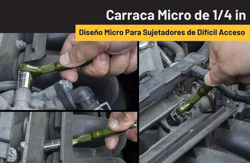 Vista 5 de Titan Tools 11324 - Destornillador con trinquete micro de 1/4 de pulgada x 4 pulgadas y 90 dientes - Verde
