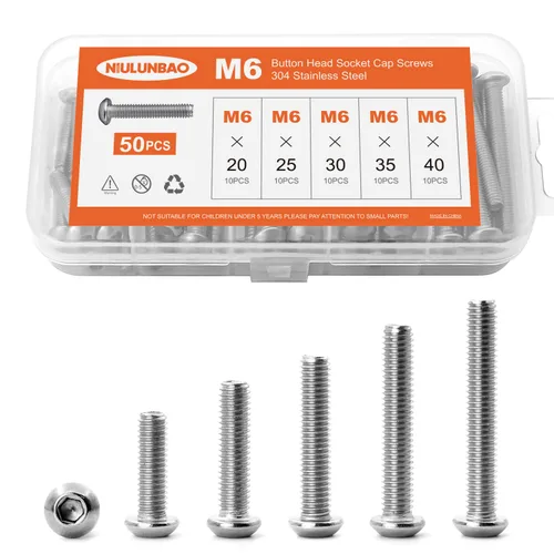 Vista 6 de Tornillos de cabeza de botón M3 x 4 mm, 6 mm, 8 mm, 10 mm, 12 mm, tornillos de cabeza de botón, acero inoxidable 304, totalmente roscado, unidad