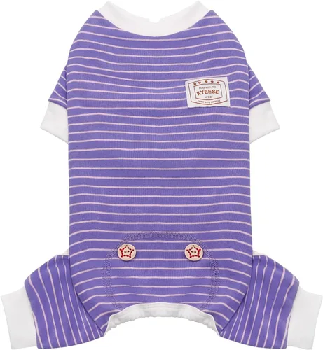 Vista 13 de KYEESE Pijama a rayas para perros pequeños, mameluco elástico para uso 01# Rayas verdes