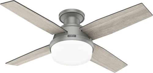 Vista 16 de Hunter Dempsey, ventilador de techo, moderno, 44 pulgadas, níquel cepillado