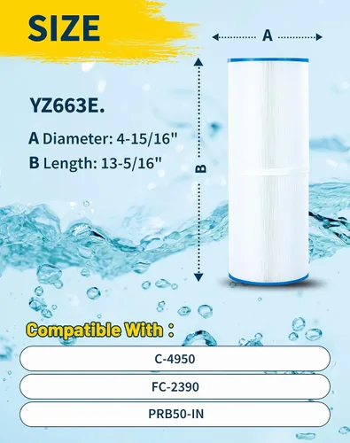 Vista 2 de PRB50-In - Cartucho de filtro de spa compatible con Unicel C-4950 50 pies cuadrados Guardian 413-212-02 Filbur Fc-2390 03Fil1600 17-2380 Darlly