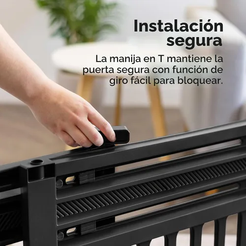 Vista 5 de IRIS USA Puerta para perros de 24"-39", barrera ajustable para mascotas para interiores, puerta para cachorros, perros pequeños, gatos, fácil