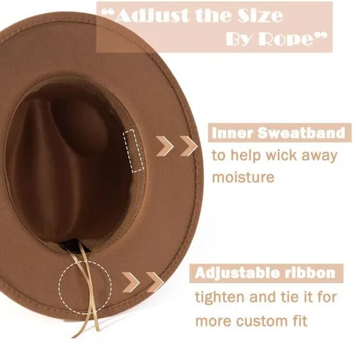 Vista 4 de Lisianthus - Sombrero Fedora de ala amplia con hebilla de cinturón para hombre y mujer