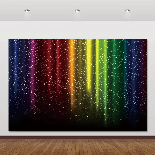 Vista 8 de Let's Glow - Telón de fondo de fiesta para fotografía, colorido arco iris con purpurina, fondo de neón salpicado, 10 x 8 pies, decoración de fiesta