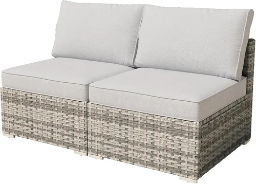 Vista 43 de HOOOWOOO Patio Sectional Furniture Set,2 Piece Couch Set with 2 Matching Armless Chairs(Beige)