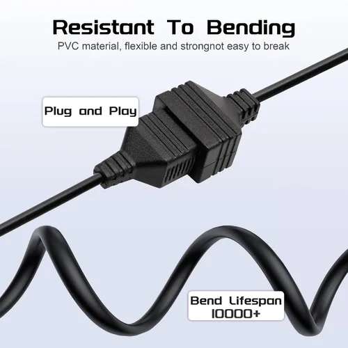 Vista 5 de Cable de extensión de controlador NES de 7 pines, paquete de 2 cables de extensión de controlador de repuesto de 1.8M/6 pies para Nintendo