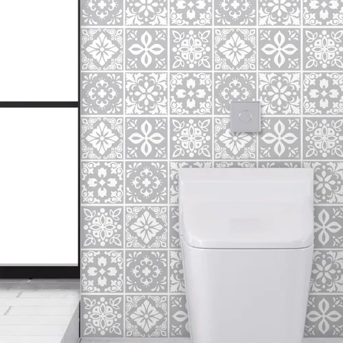 Vista 4 de WALPLUS 24 calcomanías de azulejos de 6 pulgadas para despegar y pegar, pintura en muro, extraíble, impermeable, autoadhesivas, de vinilo