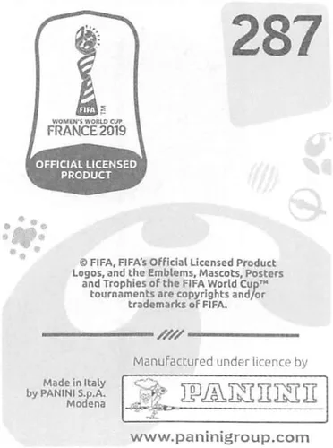 Vista 2 de Panini FIFA - Calcomanías para álbumes de la Copa Mundial Femenina de Francia 2019 (solo adhesivo individual) Fútbol #287 Christie Murray Escocia 2